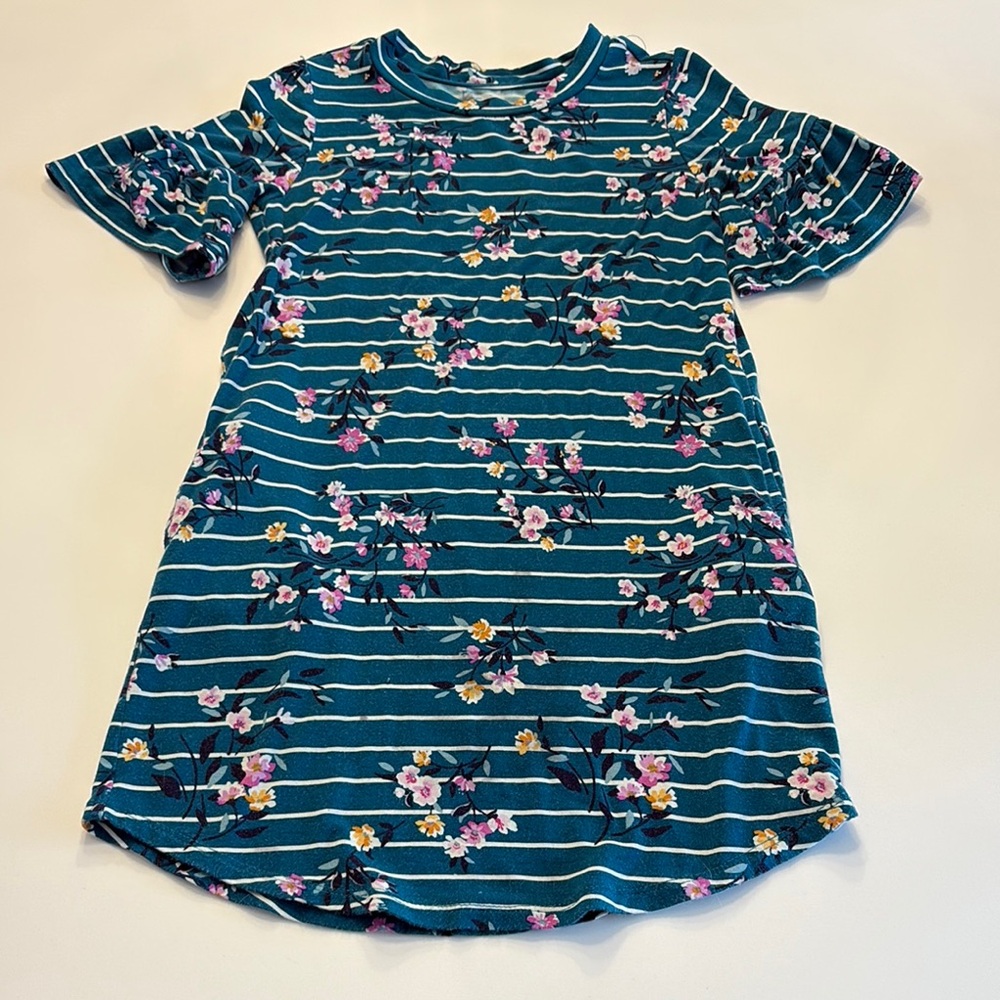 🌸 Rumi + Ryder Girls’ Floral Stripe Dress – Size Small (6/7)